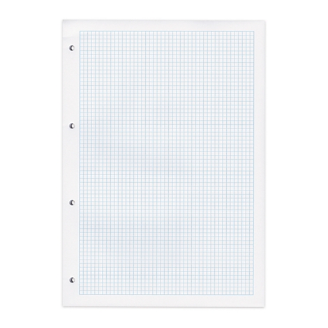 A white grid paper with holes for filing. The background is also white.