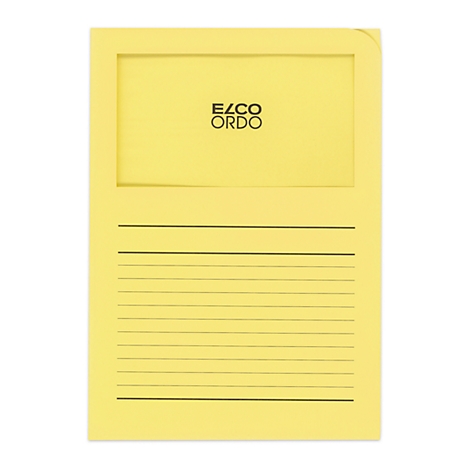 Yellow document sheet with horizontal lines and the "ELCO ORDO" logo.