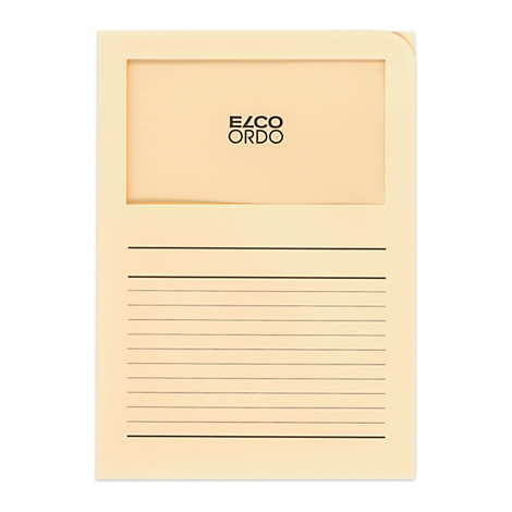 Beige file folder with lines for notes and EZCO ORDO logo. The upper part is transparent.