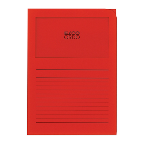 Red file folder with the "ELCO ORDO" logo in the upper area. Lines for notes in the lower area.