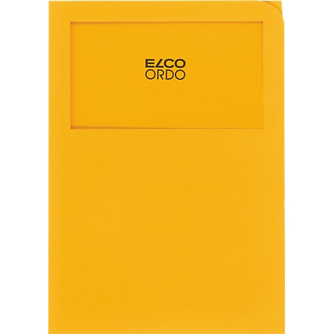 Yellow document tray with the lettering "ELCO ORDO".