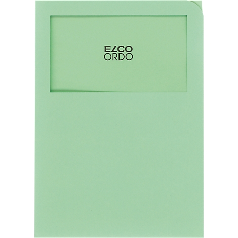 Light green folder with a square window and the text ELCO ORDO.