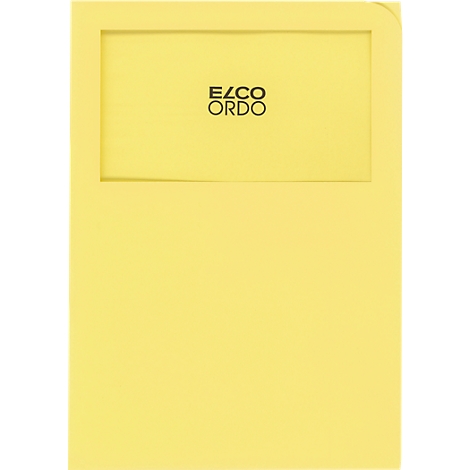 Yellow rectangle with embedded frame. The frame reads in black 'EZCO ORDO'.
