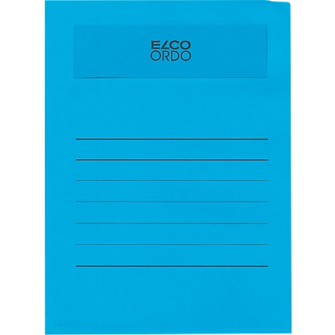 Blauer Ordner mit Linien, ELCO ORDO Logo.