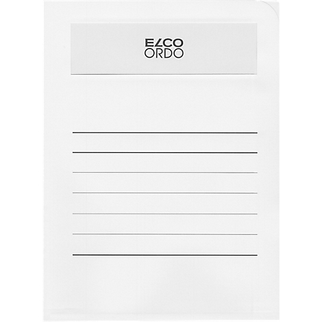 Weisses Notizbuch mit ELCO ORDO-Logo und linierten Seiten.