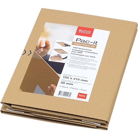 DVD-Verpackung, braun. Auf der Verpackung steht "Pac-it Easy-Pack".