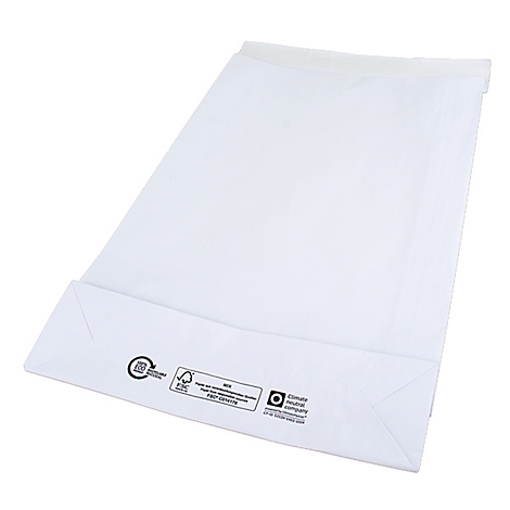 Sac en papier blanc, avec logo FSC.