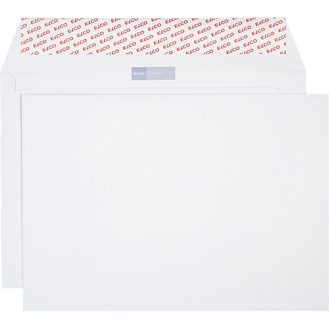 White envelopes, partially opened, showing red lettering on the inside. Blue stickers are visible.