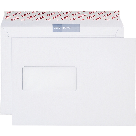 White envelope with window and print.