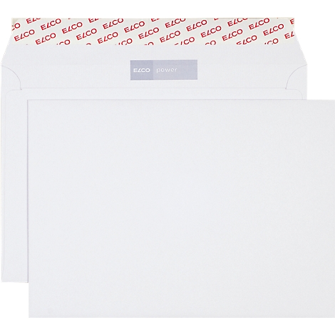 A white envelope is in front of a white sheet of paper. The envelope is open with red "EZCO" lettering along the top edge.