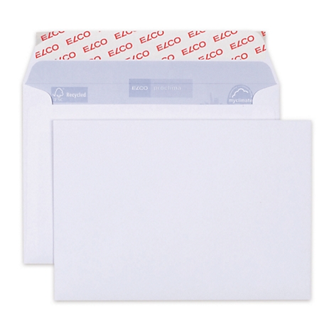 Two white envelopes with red ELCO logo. One envelope is open, both are on a white background.