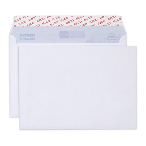 Deux enveloppes blanches ; une ouverte, imprimée à l'intérieur avec des lettres rouges et bleues.