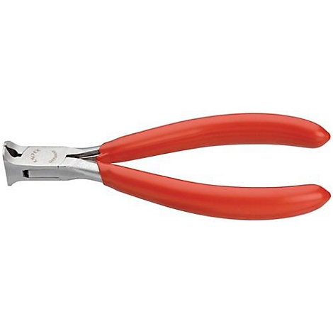 Tang met rode handgrepen en metalen kaken, close-up.