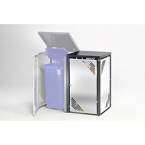 Elemento suplementario MBSE 4, acero inoxidable, con tapa abatible, para contenedor de basura de 120 l y 240 l