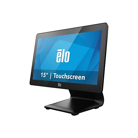 Schwarzer Touchscreen-Monitor mit Schriftzug 'elo' und '15 | Touchscreen'.