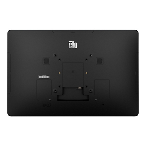Arrière d'un écran tactile Elo noir avec logo, ports et trous de ventilation.