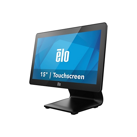 Ein schwarzer Touchscreen-Monitor mit dem Schriftzug "ëlo 15" | Touchscreen".