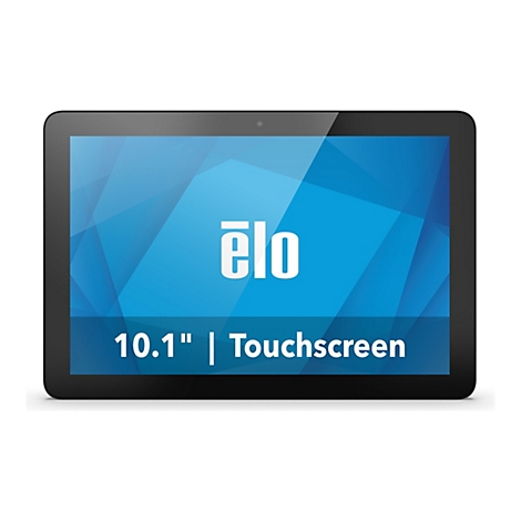 Elo 10,1-Zoll-Touchscreen-Monitor mit blauem Hintergrund und Logo.