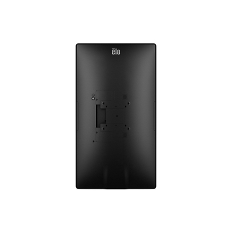 Dos d'un écran tactile Elo noir, montrant le logo et le matériel de montage.
