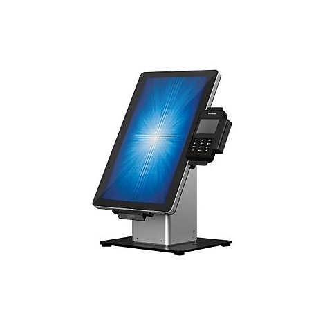 Ein Touchscreen-Kassenterminal mit integriertem Kartenleser. Der Bildschirm zeigt ein blaues Design.