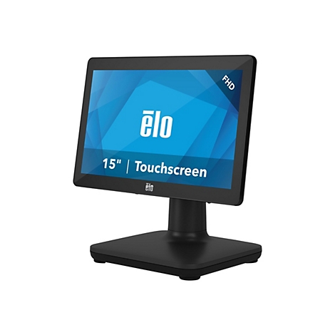 Schwarzer Touchscreen-Monitor mit Elo-Logo und 15 Zoll-Schriftzug. Aufschrift FHD.
