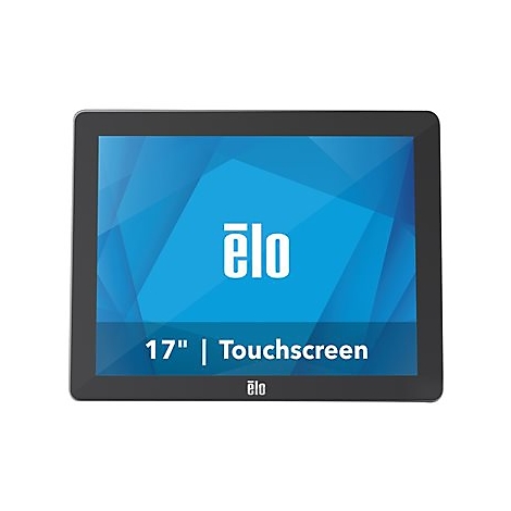 Ein schwarzes 17-Zoll-Touchscreen-Tablet mit blauem Hintergrund und weiÃŸem Firmenlogo.