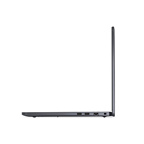 Seitliche Ansicht eines geschlossenen grauen Laptops auf weißem Hintergrund.