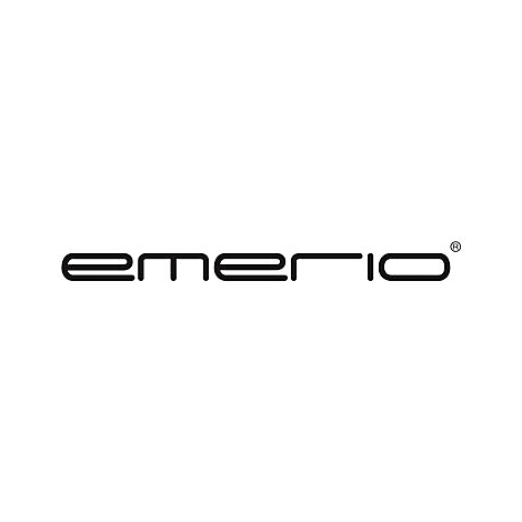 Schwarzes Emerio-Logo in einer minimalistischen, abgerundeten Schriftart auf weißem Hintergrund.