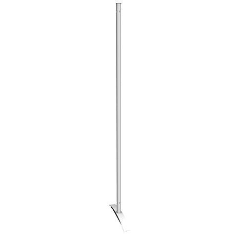A silver, tall stand against a white background. The stand has a round rod and a rectangular base.
