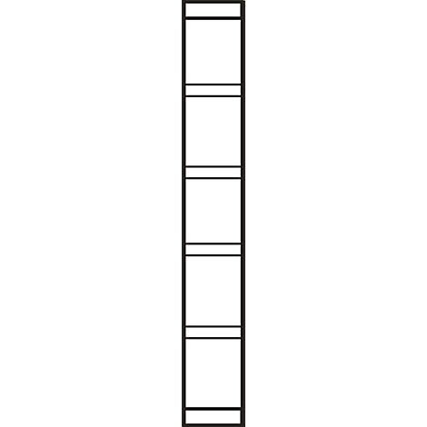 A black frame with four horizontal white rectangles, separated by black lines.