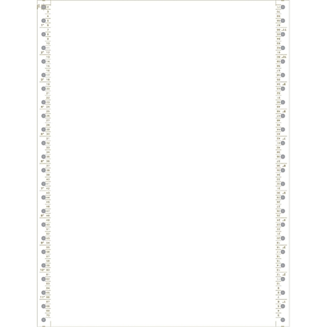 Ein weisses, leeres Blatt Papier mit perforierten Rändern.