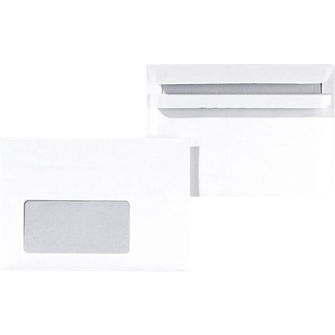 Two white envelopes, one with a window, the other open.