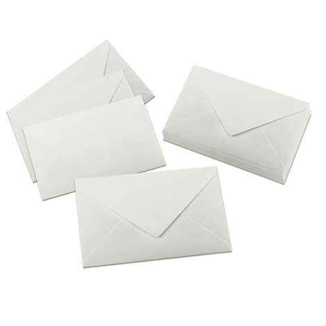 White envelopes on a white background. Some are stacked, others are individual.