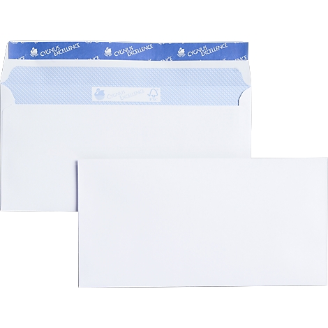 500 ENVELOPPES BLANCHE 110X220 MM 80G/M² SANS FENÊTRE