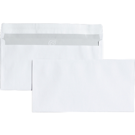 Enveloppe DL - 110 x 220 mm - 90g blanc - sans fenêtre - autocollante  protégée