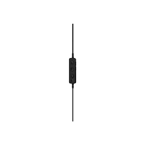 Schwarze Fernbedienung mit Kabel, drei Tasten und Symbolen auf weißem Hintergrund.