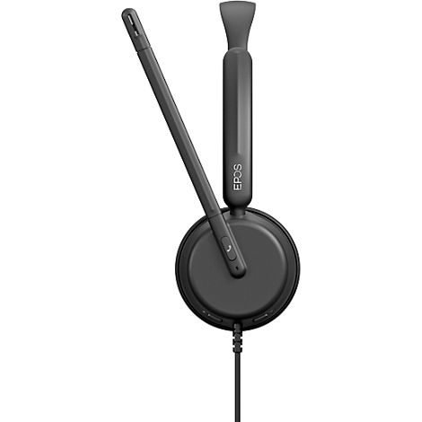 Black headset with microphone and cable. The EPOS logo is visible on the earcup.