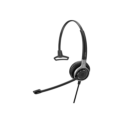 Schwarzes Headset mit Mikrofon, auf weiÃŸem Hintergrund. Der KopfhÃ¶rerbÃ¼gel ist gebogen, das Mikrofon befindet sich am linken Ohr.