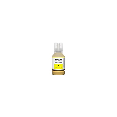 Gelbe Tintenflasche von Epson mit Produktbezeichnung.