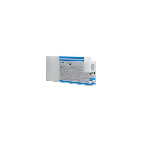Eine weiße Epson-Tintenpatrone mit blauem Akzent, Text, und der Aufschrift T6422.