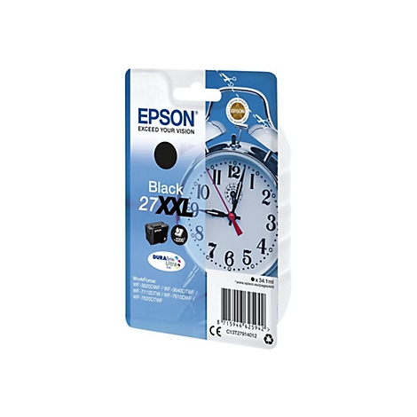 Cartouche d'encre Epson 27XXL. Cartouche noire en blister avec motif rÃ©veil.