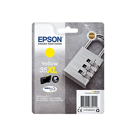 Cartouche d'encre jaune d'Epson. Inscription 'Yellow 35XL'.