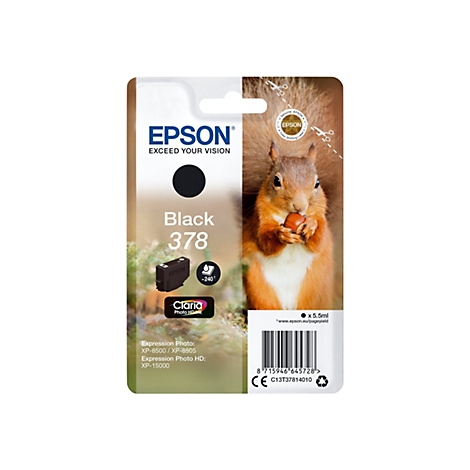 Epson Tintenpatrone mit Eichhörnchen, das eine Nuss hält.