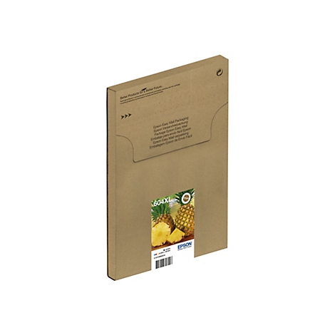 Brauner Epson Karton mit Ananas-Abbildung und Schriftzug. Aufschrift: "Epson Easy Mail Packaging".