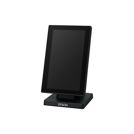 Schwarzer Touchscreen-Monitor mit Epson Logo auf der Basis.