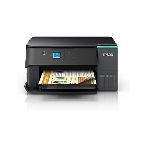 Schwarzer Epson-Drucker, ein Blatt Papier mit Diagrammen wird gedruckt.