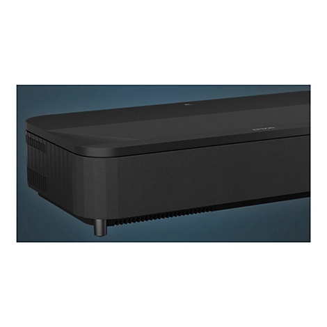 Nahaufnahme eines schwarzen Projektors, der den Großteil des Bildes einnimmt. Das Epson-Logo ist sichtbar.