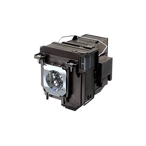 Ersatzlampe für Beamer in schwarzem Kunststoffgehäuse mit silbernem Reflektor.