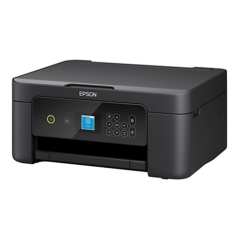 Schwarzer Epson Tintenstrahldrucker, Bedienelemente und Display sichtbar.