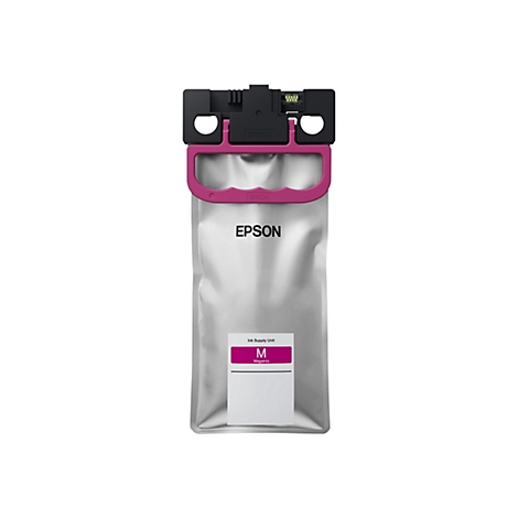 Epson Magenta Tintenversorgungseinheit, mit schwarzem und pinkfarbenem Oberteil.